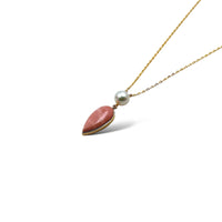 Australian Pink Opal & Akoya Pearl 14K Solid Gold Pendant - LÁGRIMAS