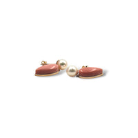 Australian Pink Opal and Akoya Pearl 14K Solid Gold Earrings - LÁGRIMAS