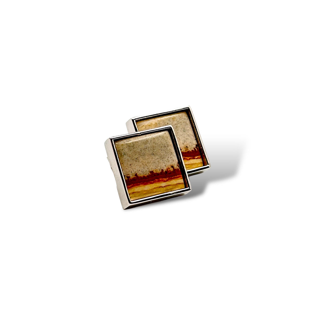 Chicken Track Jasper 18K White Gold Vermeil Earrings - LÁGRIMAS