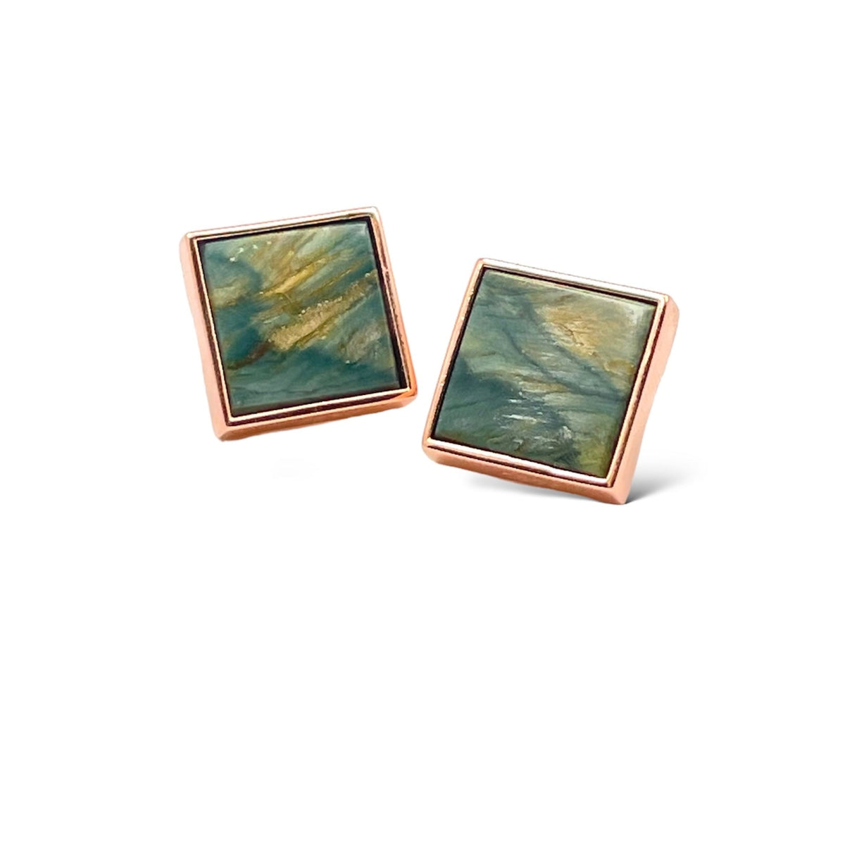 Gary Green Larsonite Jasper 18K Rose Gold Vermeil Earrings - LÁGRIMAS