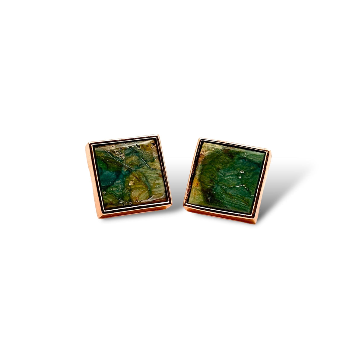 Gary Green Larsonite Jasper 18K Rose Gold Vermeil Earrings - LÁGRIMAS