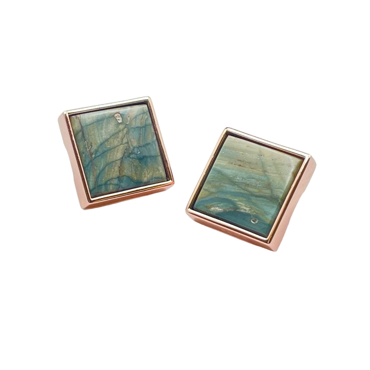 Gary Green Larsonite Jasper 18K Rose Gold Vermeil Earrings - LÁGRIMAS