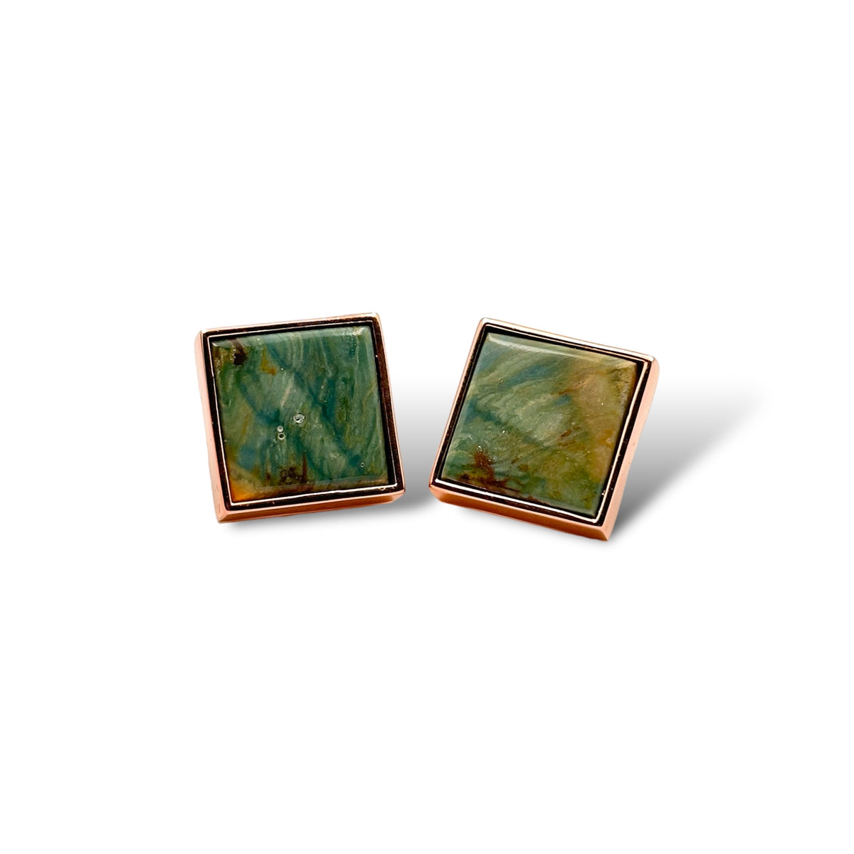 Gary Green Larsonite Jasper 18K Rose Gold Vermeil Earrings - LÁGRIMAS