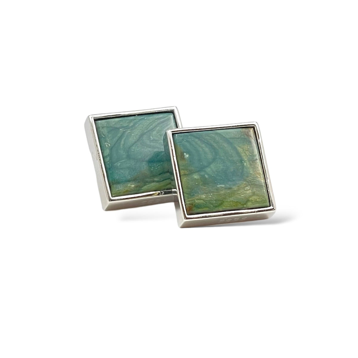 Gary Green Larsonite Jasper 18K White Gold Vermeil Earrings - LÁGRIMAS