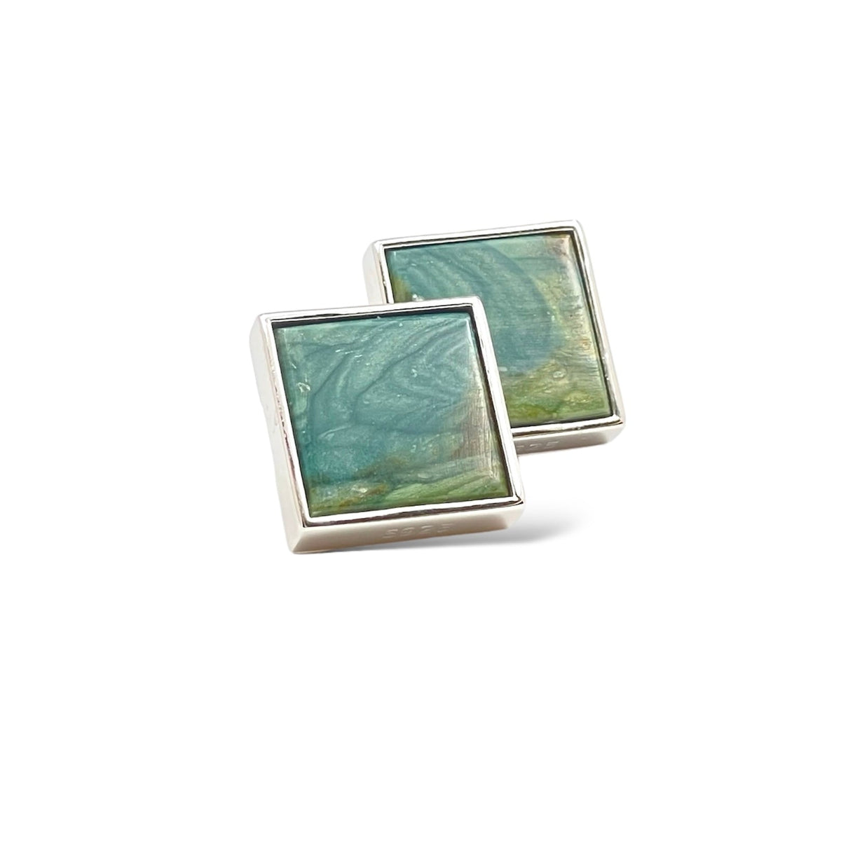 Gary Green Larsonite Jasper 18K White Gold Vermeil Earrings - LÁGRIMAS