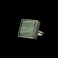 Gary Green Larsonite Jasper 18K White Gold Vermeil Ring (US size 5) - LÁGRIMAS