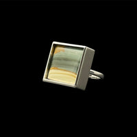 Gary Green Larsonite Jasper 18K White Gold Vermeil Ring (US size 6) - LÁGRIMAS