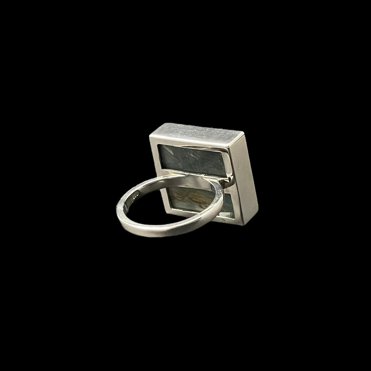 Gary Green Larsonite Jasper 18K White Gold Vermeil Ring (US size 6) - LÁGRIMAS