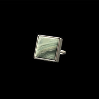 Gary Green Larsonite Jasper 18K White Gold Vermeil (US size 4.5) - LÁGRIMAS