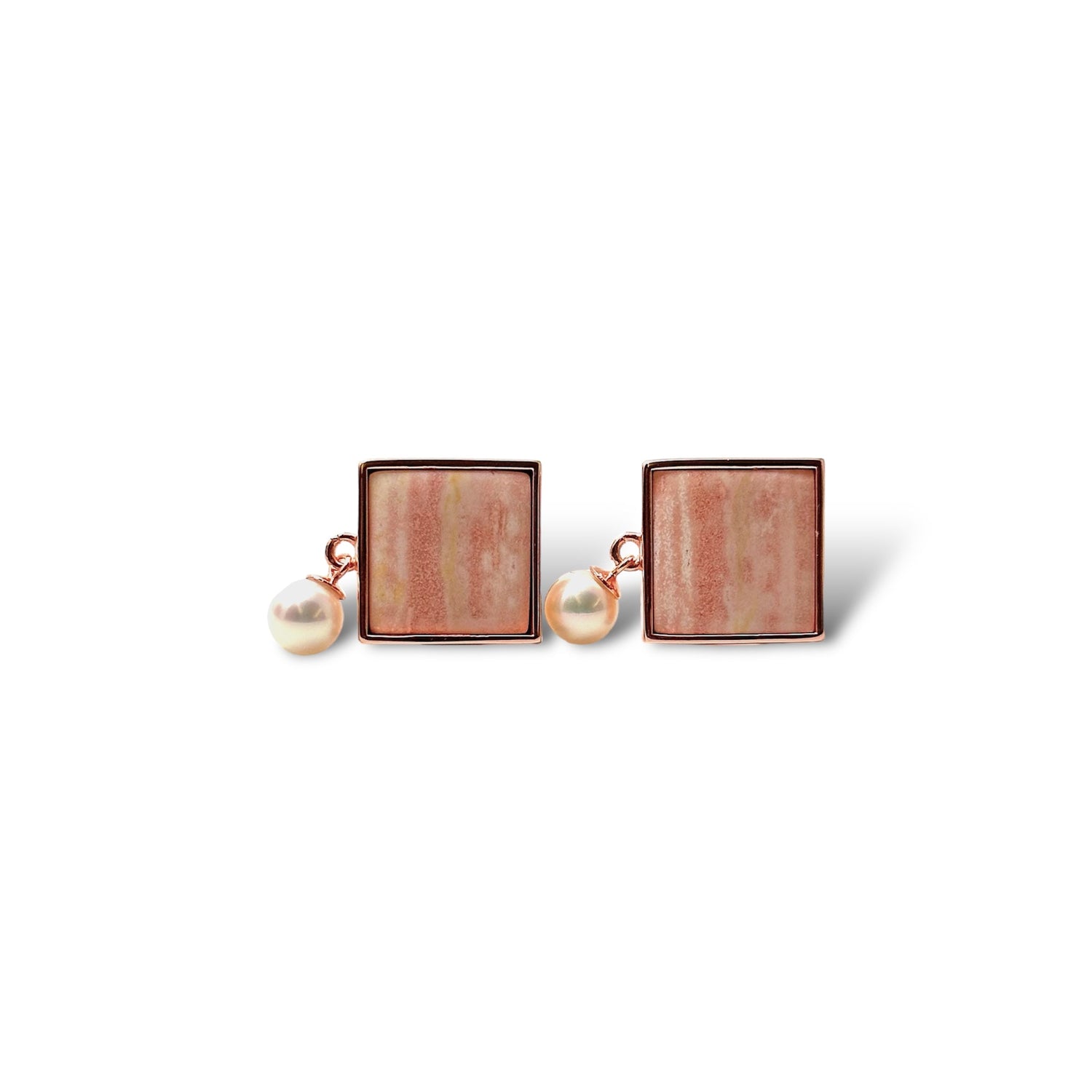 Oregon Sunset Jasper & Akoya Pearl 18K Rose Gold Vermeil Earrings - LÁGRIMAS