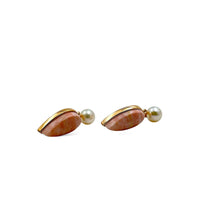 Oregon Sunset Jasper and Akoya Pearl 14K Solid Gold Earrings - LÁGRIMAS