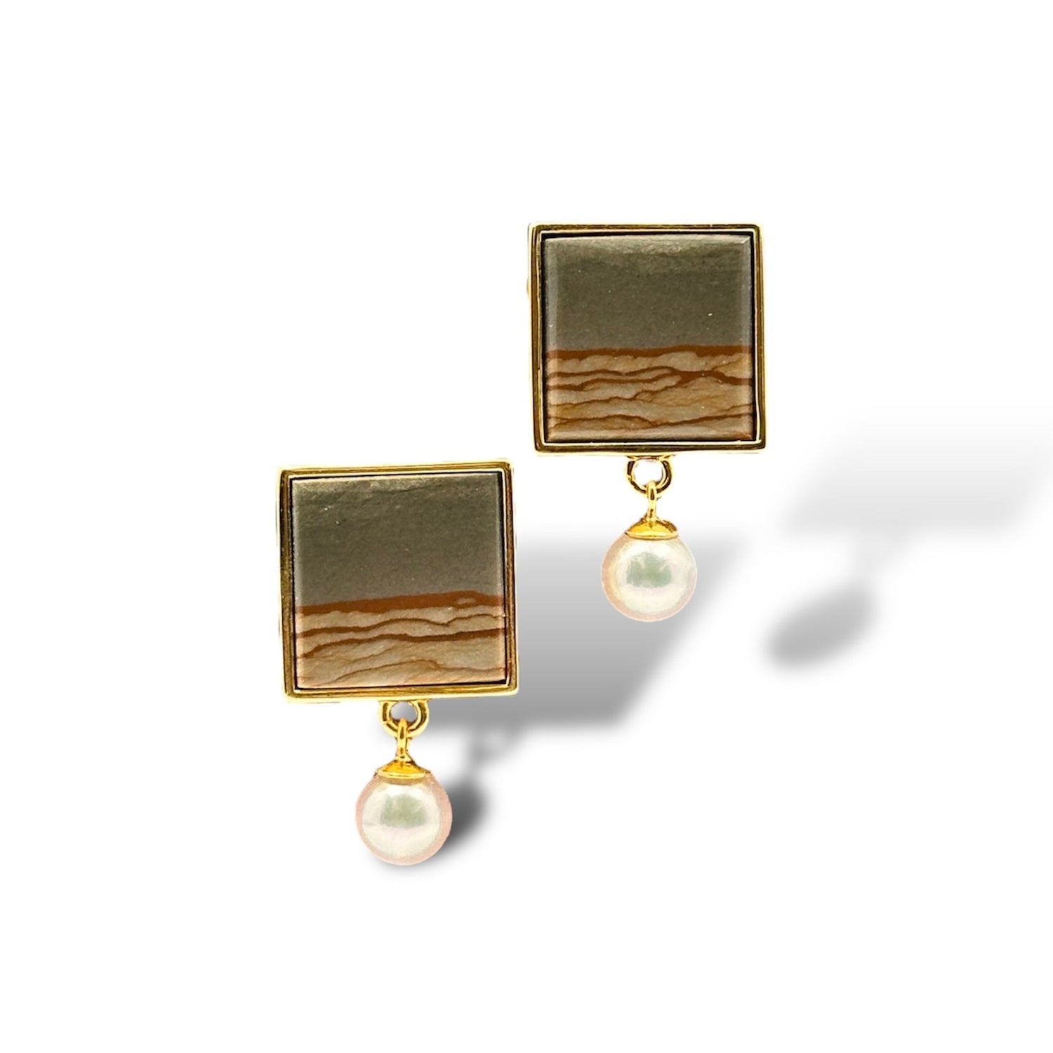 Owyhee Cripple Creek Jasper & Akoya Pearl 18K Gold Vermeil Earrings - LÁGRIMAS