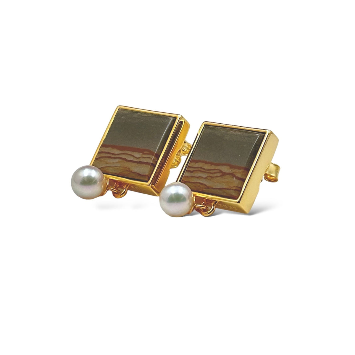 Owyhee Cripple Creek Jasper & Akoya Pearl 18K Gold Vermeil Earrings - LÁGRIMAS