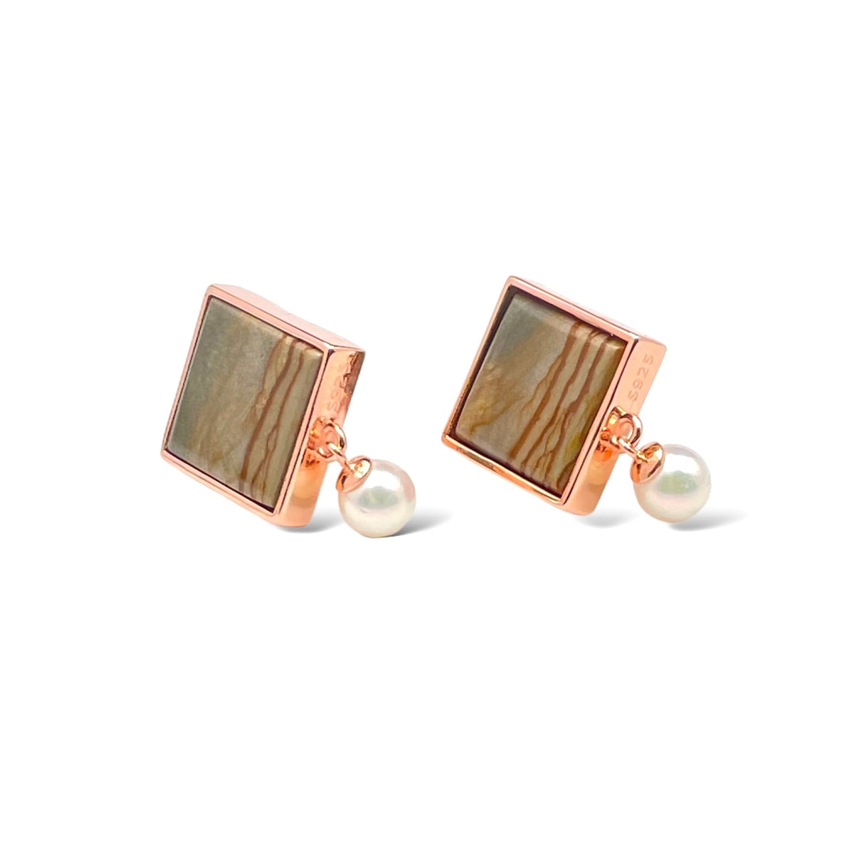 Owyhee Cripple Creek Jasper & Akoya Pearl 18K Rose Gold Vermeil Earrings - LÁGRIMAS