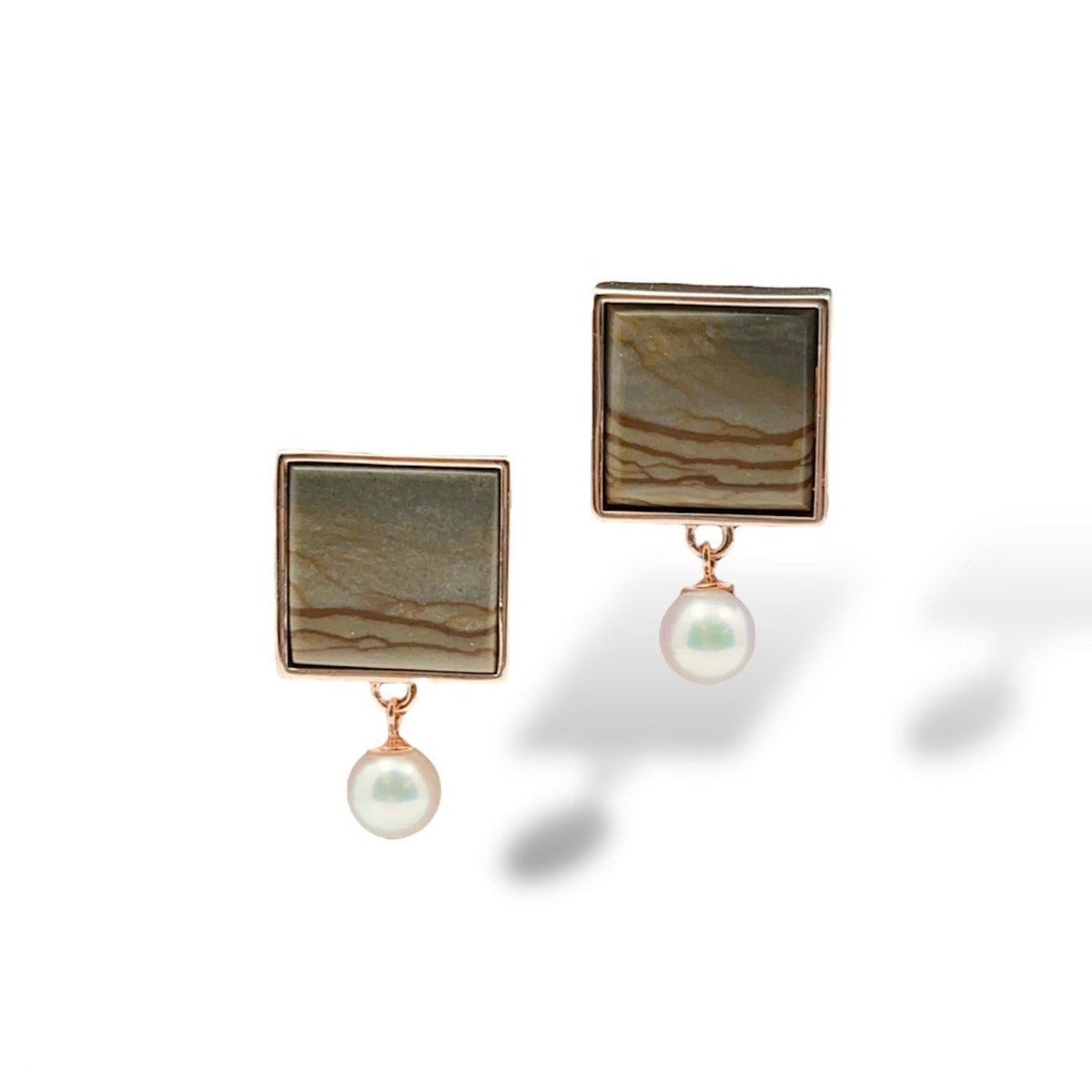 Owyhee Cripple Creek Jasper & Akoya Pearl 18K Rose Gold Vermeil Earrings - LÁGRIMAS