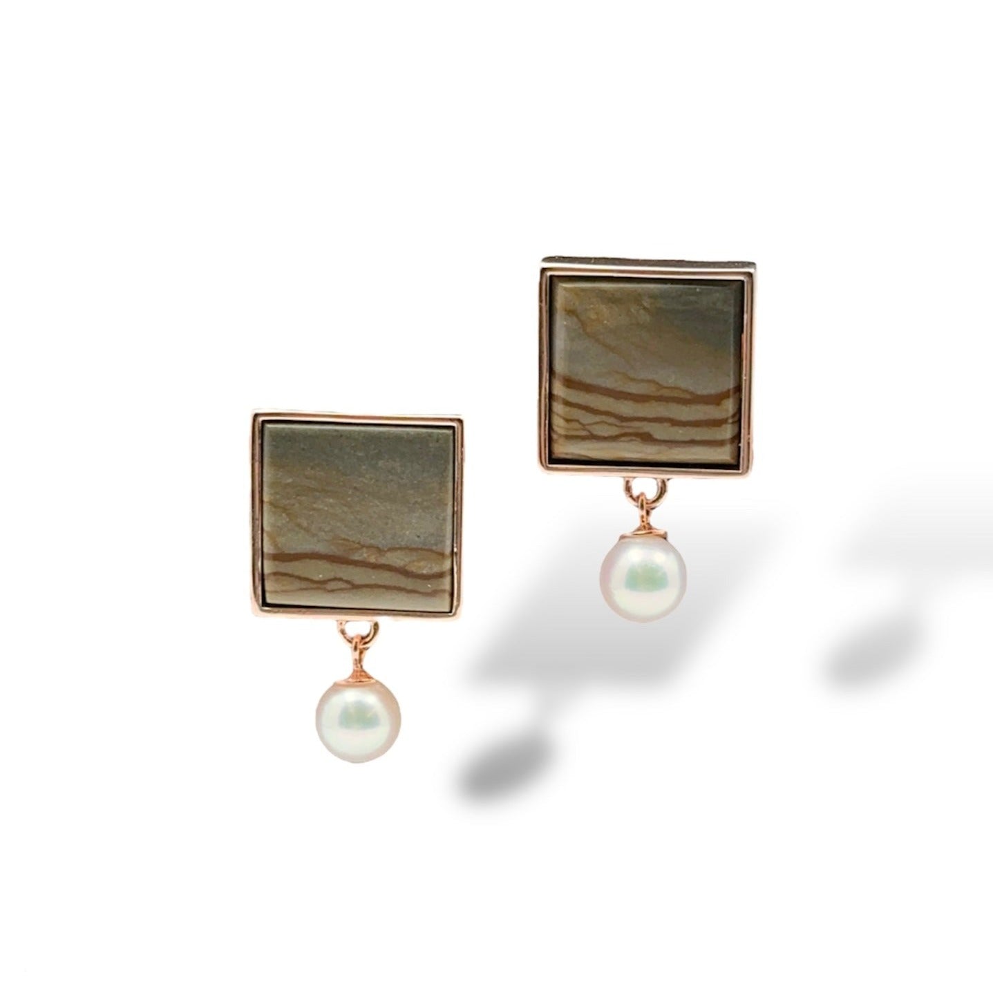 Owyhee Cripple Creek Jasper & Akoya Pearl 18K Rose Gold Vermeil Earrings - LÁGRIMAS