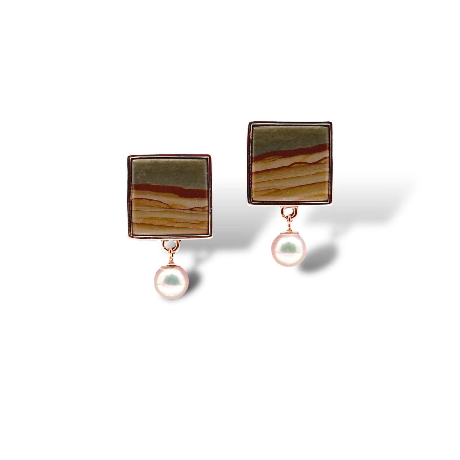 Owyhee Cripple Creek Jasper & Akoya Pearl 18K Rose Gold Vermeil Earrings - LÁGRIMAS