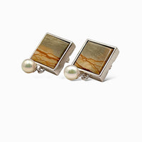 Owyhee Cripple Creek Jasper & Akoya Pearl 18K White Gold Vermeil Earrings - LÁGRIMAS