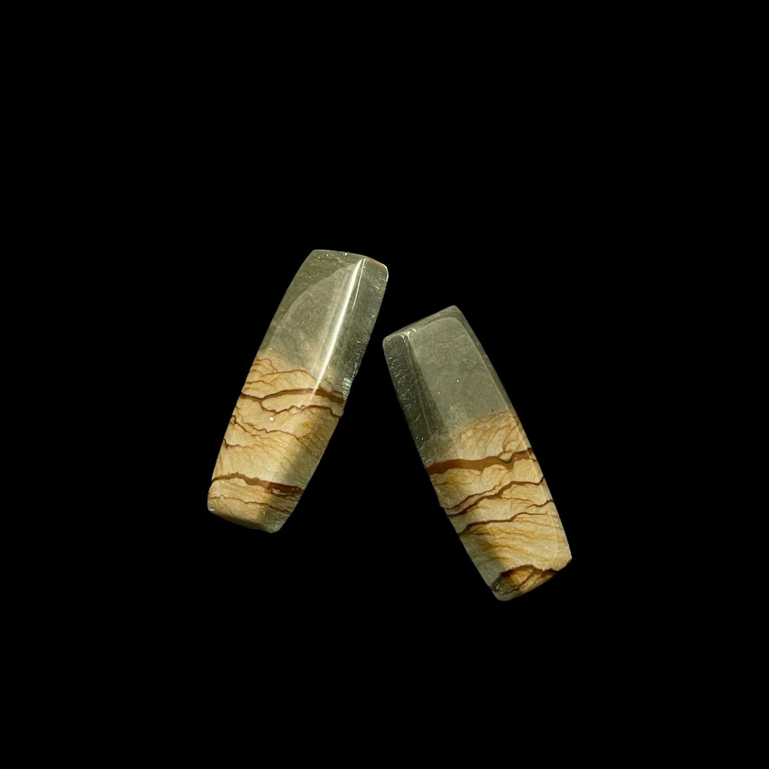 Owyhee Cripple Creek Picture Jasper Cabochon Pair - LÁGRIMAS