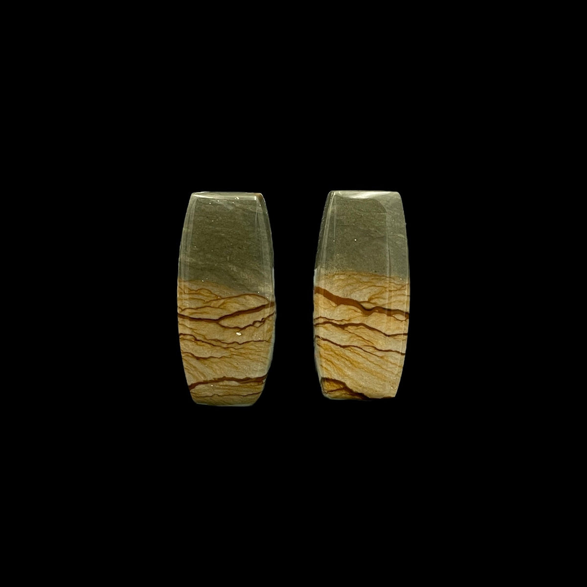 Owyhee Cripple Creek Picture Jasper Cabochon Pair - LÁGRIMAS