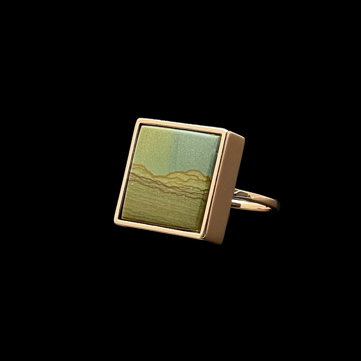 Owyhee Picture Jasper 18K Rose Gold Vermeil Ring (US size 6.5) - LÁGRIMAS