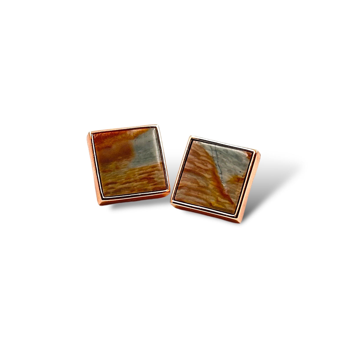 Polychrome Jasper 18K Rose Gold Vermeil Earrings - LÁGRIMAS