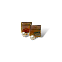 Polychrome Jasper & Akoya Pearl 18K Gold Vermeil Earrings - LÁGRIMAS