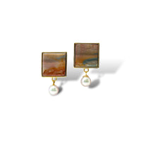 Polychrome Jasper & Akoya Pearl 18K Gold Vermeil Earrings - LÁGRIMAS